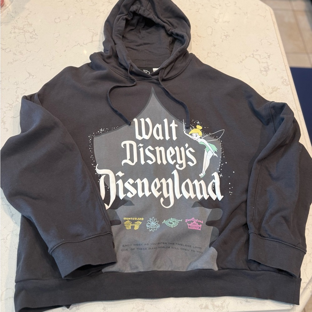 Disney 100 Black Disneyland Hoodie with Tinkerbell